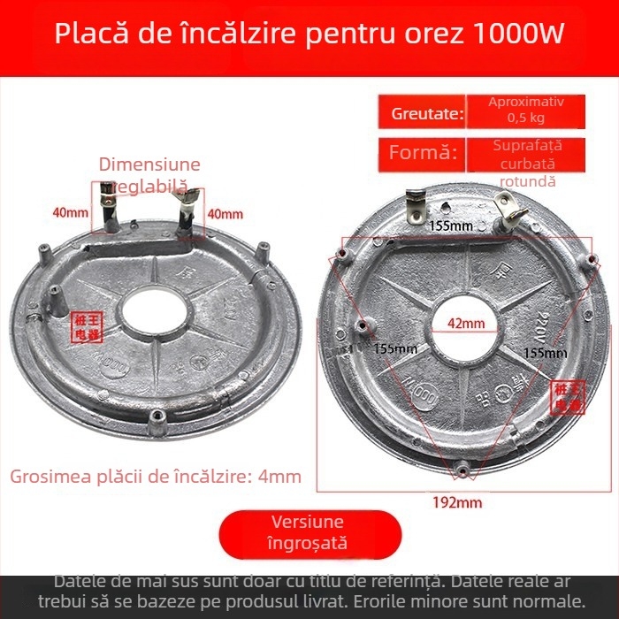 Placă de încălzire pentru oală de orez, placă electrică de încălzire, 500W–900W, îngroșată, cu mai multe specificații