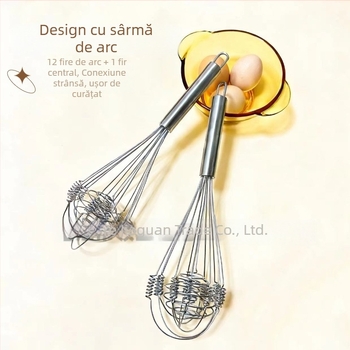 Tel de ouă manual din oțel inoxidabil cu arc, 12 inch – ustensilă de bucătărie pentru coacere