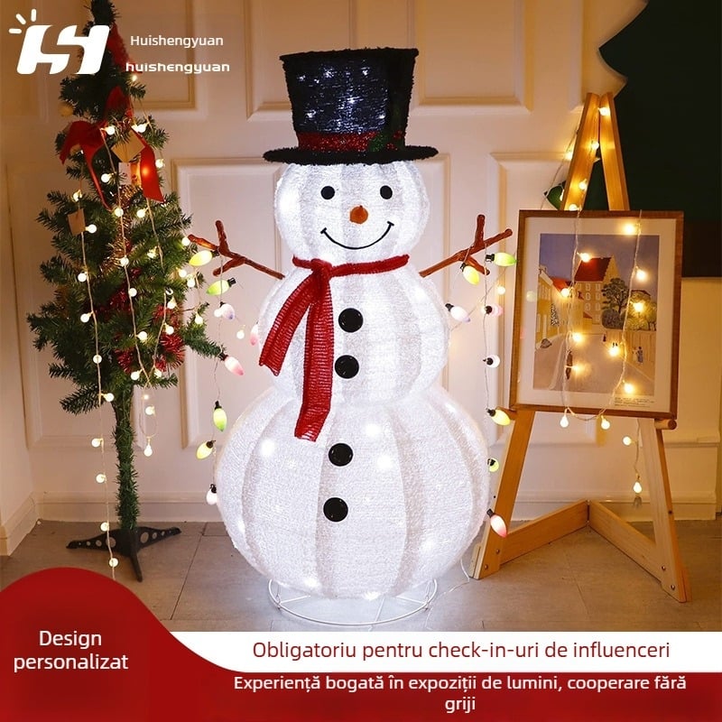 Lumini LED de Crăciun cu om de zăpadă pentru curte – iluminat exterior decorativ, rezistent la apă, pentru vitrine și spații