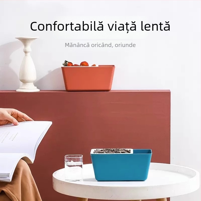 Tavă multifuncțională pentru gustări cu coș de scurgere – organizator compact pentru fructe uscate, design drăguț