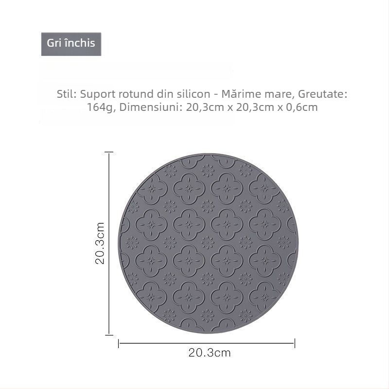 Covoraș din silicon termorezistent, gros, anti-alunecare, rotund, cu design floare Begonia