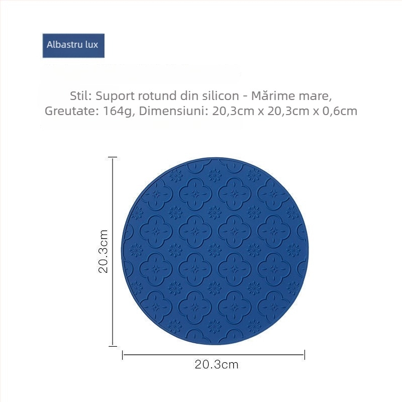 Covoraș din silicon termorezistent, gros, anti-alunecare, rotund, cu design floare Begonia