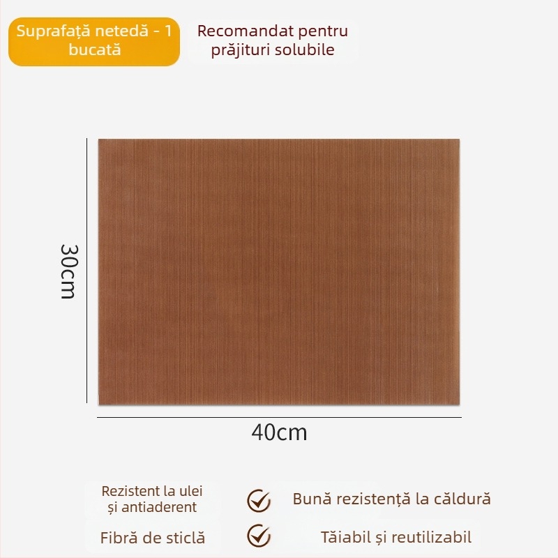 Folie de copt reutilizabilă antiaderentă pentru cuptor, liner pentru tavă rezistent la temperaturi înalte, pentru biscuiți și bezea, pentru uz casnic și profesional.