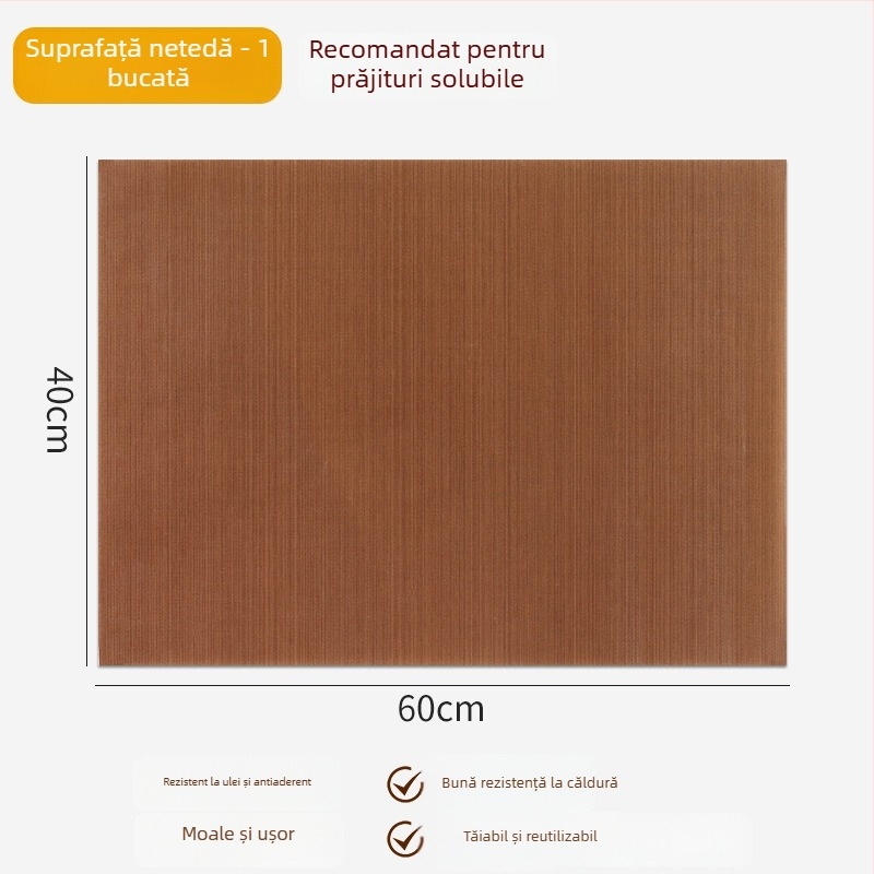 Folie de copt reutilizabilă antiaderentă pentru cuptor, liner pentru tavă rezistent la temperaturi înalte, pentru biscuiți și bezea, pentru uz casnic și profesional.