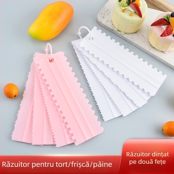 Spatulă cu două fețe pentru glazură de tort, set de 4 piese cu lame zimțate pentru cofetărie casnică