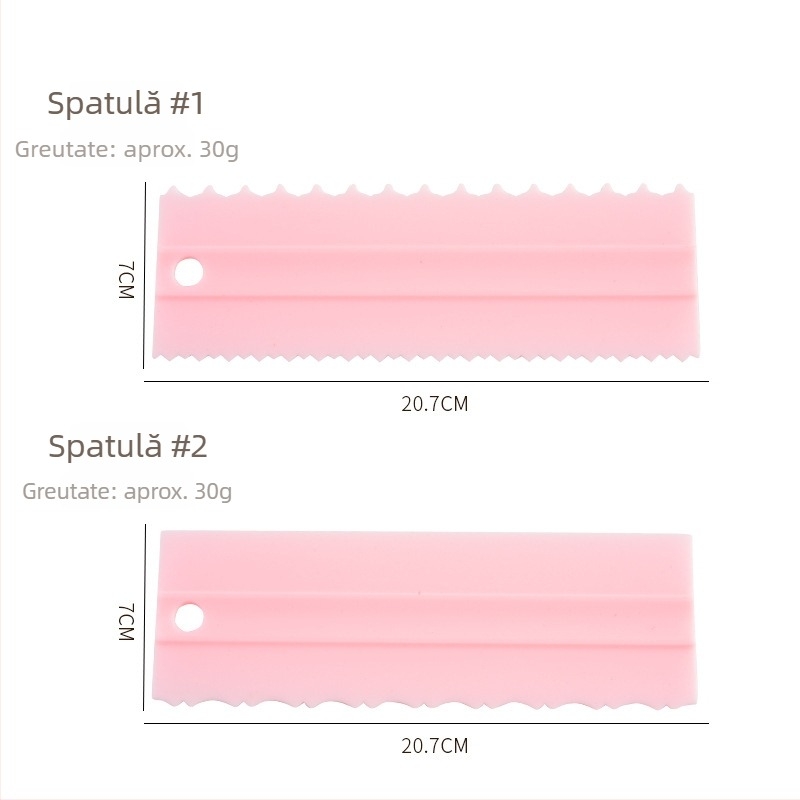 Spatulă cu două fețe pentru glazură de tort, set de 4 piese cu lame zimțate pentru cofetărie casnică