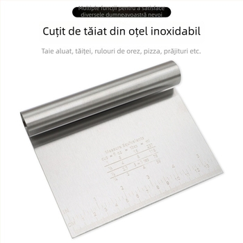 Spatulă din oțel inoxidabil cu scară de măsurare pentru aluat, spatulă pentru tăiței din orez, ștergător manual de ulei și tăietor unilateral pentru chifle