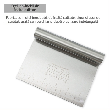 Spatulă din oțel inoxidabil cu scară de măsurare pentru aluat, spatulă pentru tăiței din orez, ștergător manual de ulei și tăietor unilateral pentru chifle