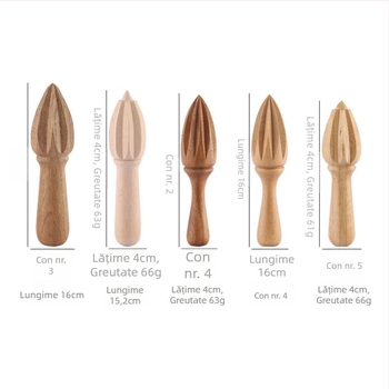 Storcător manual de lămâie din beech wood, formă conică, ustensil din lemn pentru gătit și coacere