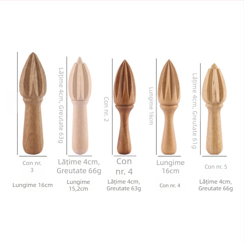 Storcător manual de lămâie din beech wood, formă conică, ustensil din lemn pentru gătit și coacere