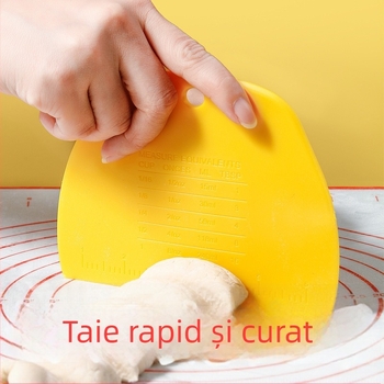 Cuțit dublu față cu riglă gradată și spatulă îngroșată pentru clătite, cremă, aluat, prăjituri și chifle aburite