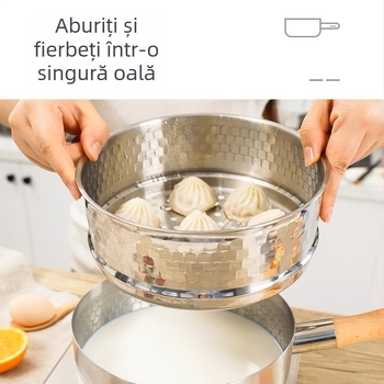 Set accesorii oală în stil japonez pentru aburi: capac, coș de abur și grilă, oțel inoxidabil 304 de calitate alimentară, vas universal pentru aburi cu capac, design îngroșat