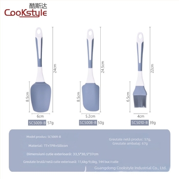 Set de spatule din silicon bi-color pentru cofetărie – 2 piese: spatulă pentru unt și perie pentru cremă de tort