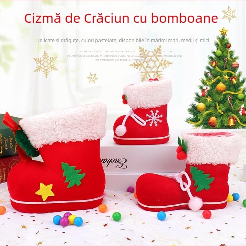 Botosei decorativi de Crăciun pentru cadouri, botosei pufoați pentru copii cu sacoțe pentru bomboane și șosete, vânzare en gros