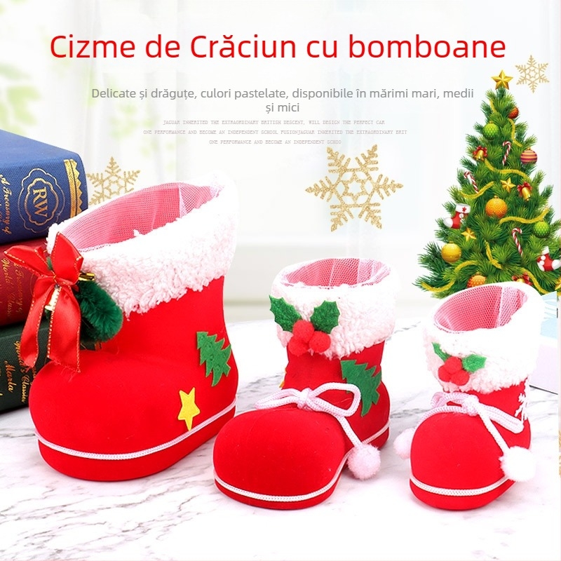 Botosei decorativi de Crăciun pentru cadouri, botosei pufoați pentru copii cu sacoțe pentru bomboane și șosete, vânzare en gros