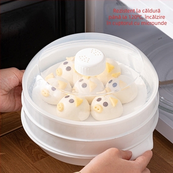Aburitor pentru cuptor cu microunde, pentru chifle și gyoza, raft de aburi cu mai multe niveluri, recipient de încălzire pentru uz casnic