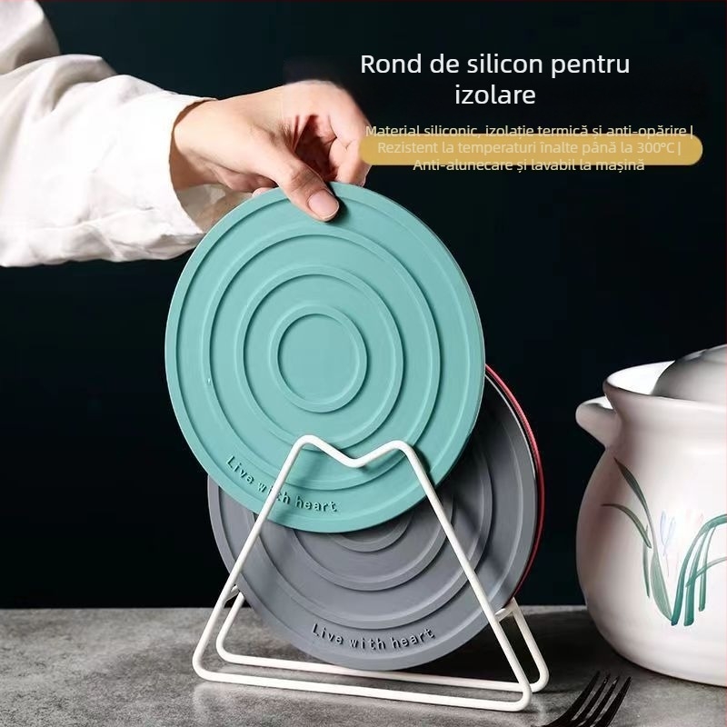 Covoraș din silicon rezistent la temperaturi înalte pentru oale, suport gros pentru vase și farfurii, protecție împotriva arsurilor, covoraș circular pentru masă, design modern minimalist