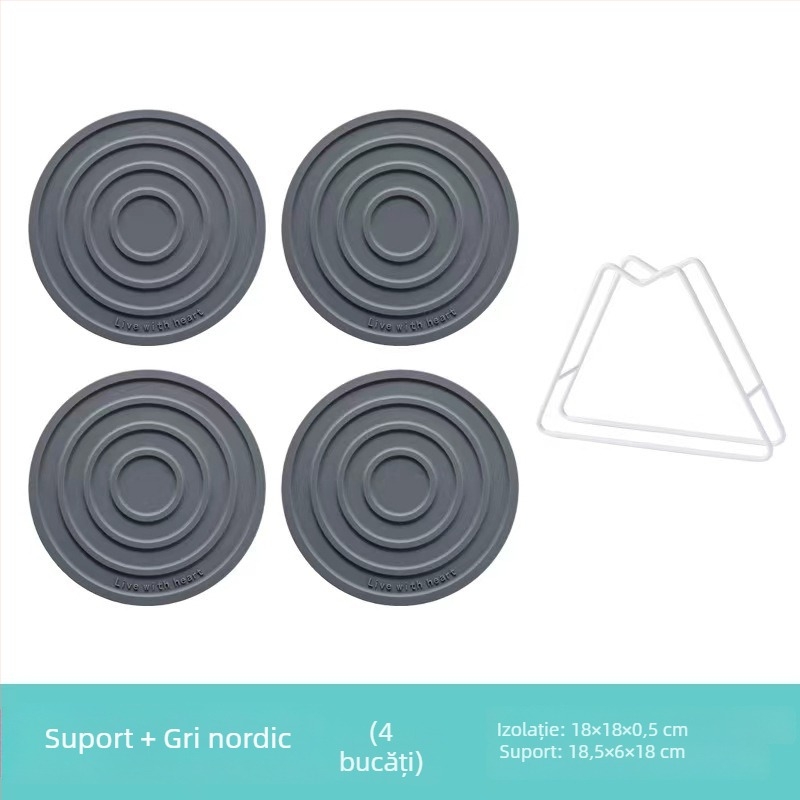 Covoraș din silicon rezistent la temperaturi înalte pentru oale, suport gros pentru vase și farfurii, protecție împotriva arsurilor, covoraș circular pentru masă, design modern minimalist