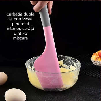Spatula din silicon cu mâner lung, mică, rezistentă la temperaturi înalte, spatulă groasă și moale pentru crema de tort, amestecare, unelte de coacere