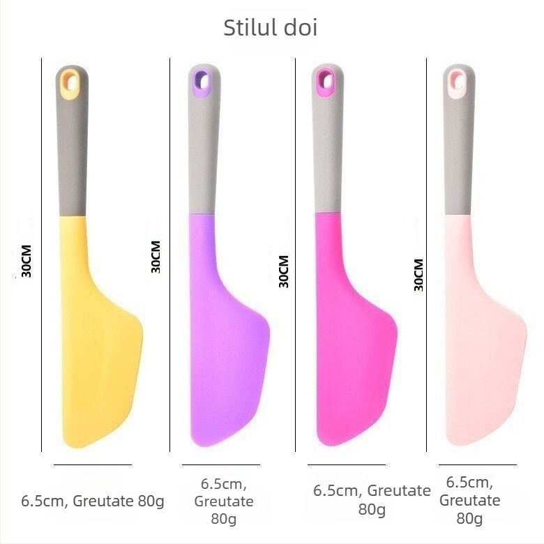 Spatula din silicon cu mâner lung, mică, rezistentă la temperaturi înalte, spatulă groasă și moale pentru crema de tort, amestecare, unelte de coacere