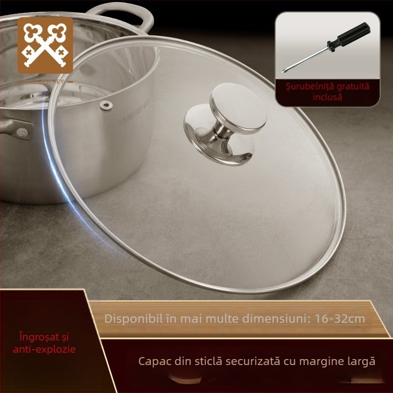 Capac de oală din sticlă securizată transparentă, rezistent la temperaturi înalte și la spargere