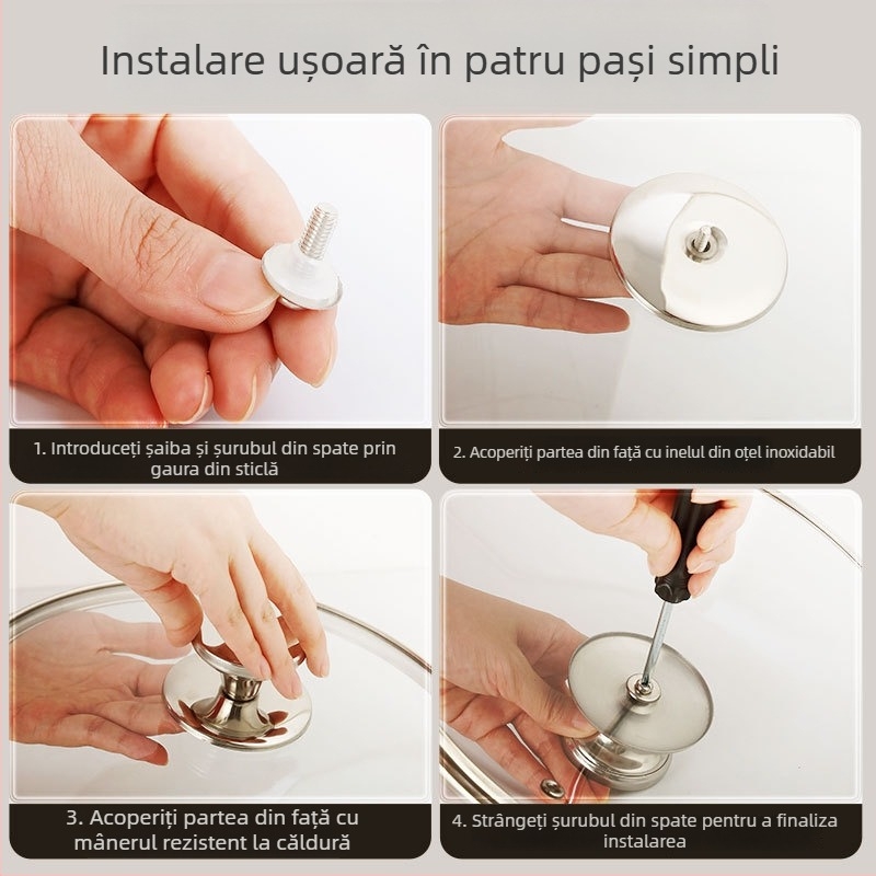 Capac de oală din sticlă securizată transparentă, rezistent la temperaturi înalte și la spargere