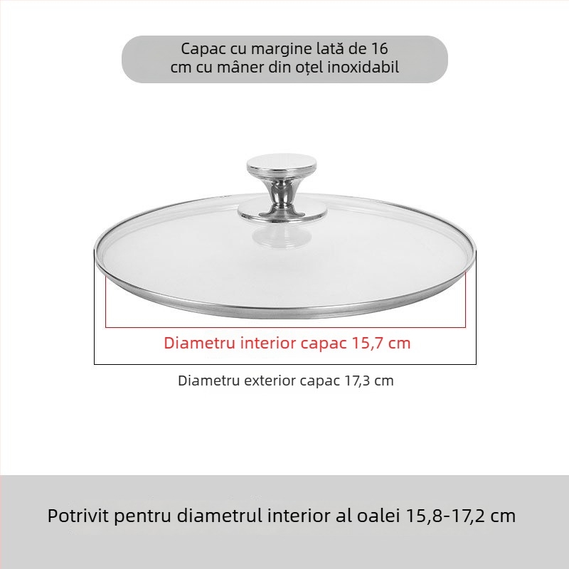 Capac de oală din sticlă securizată transparentă, rezistent la temperaturi înalte și la spargere