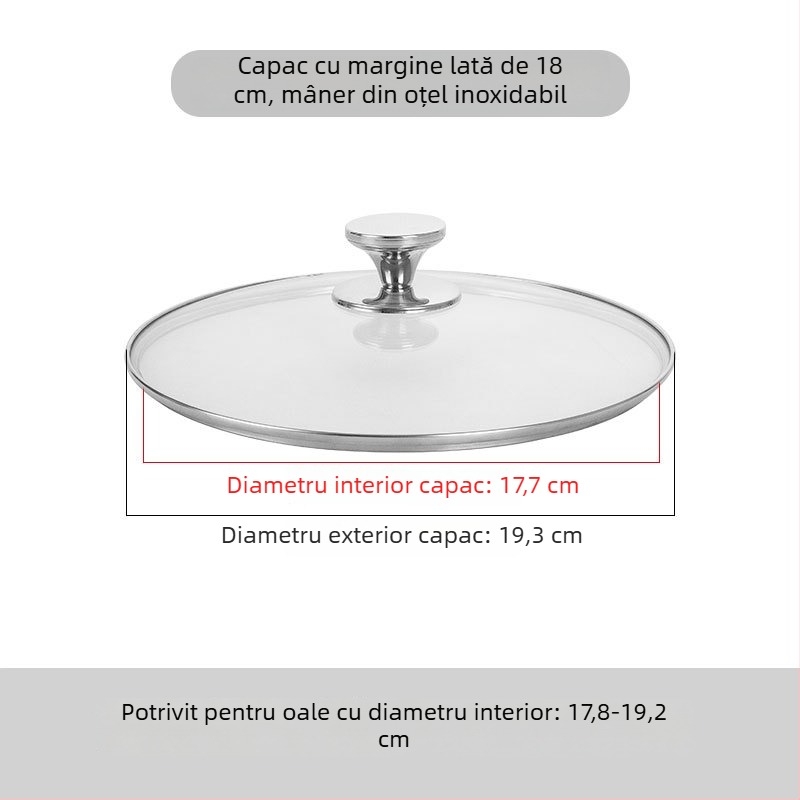 Capac de oală din sticlă securizată transparentă, rezistent la temperaturi înalte și la spargere