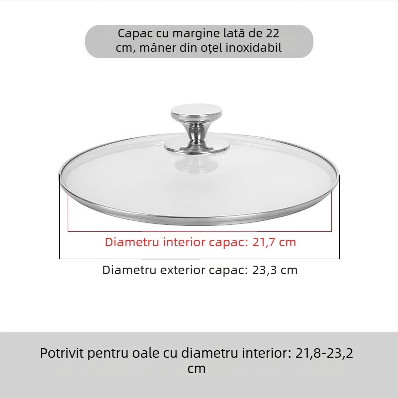 Capac de oală din sticlă securizată transparentă, rezistent la temperaturi înalte și la spargere