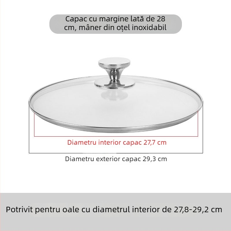 Capac de oală din sticlă securizată transparentă, rezistent la temperaturi înalte și la spargere