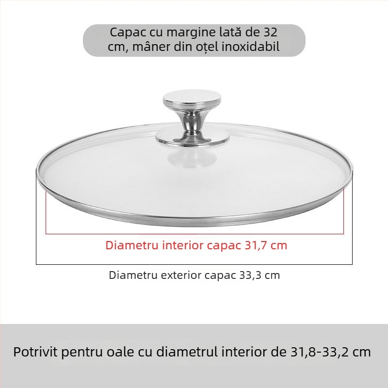Capac de oală din sticlă securizată transparentă, rezistent la temperaturi înalte și la spargere