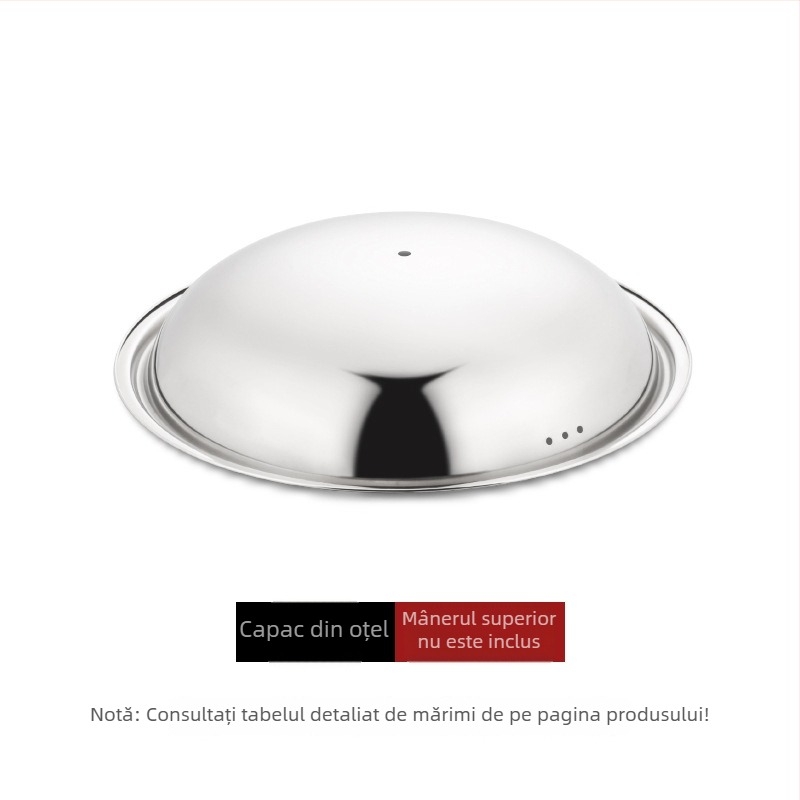 Capac din oțel inoxidabil cu sticlă temperată, capac multifuncțional pentru wok și oale
