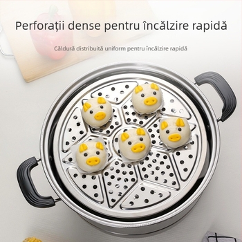 Tavă și grilă din oțel inoxidabil pentru abur, compatibile cu oale și wokuri