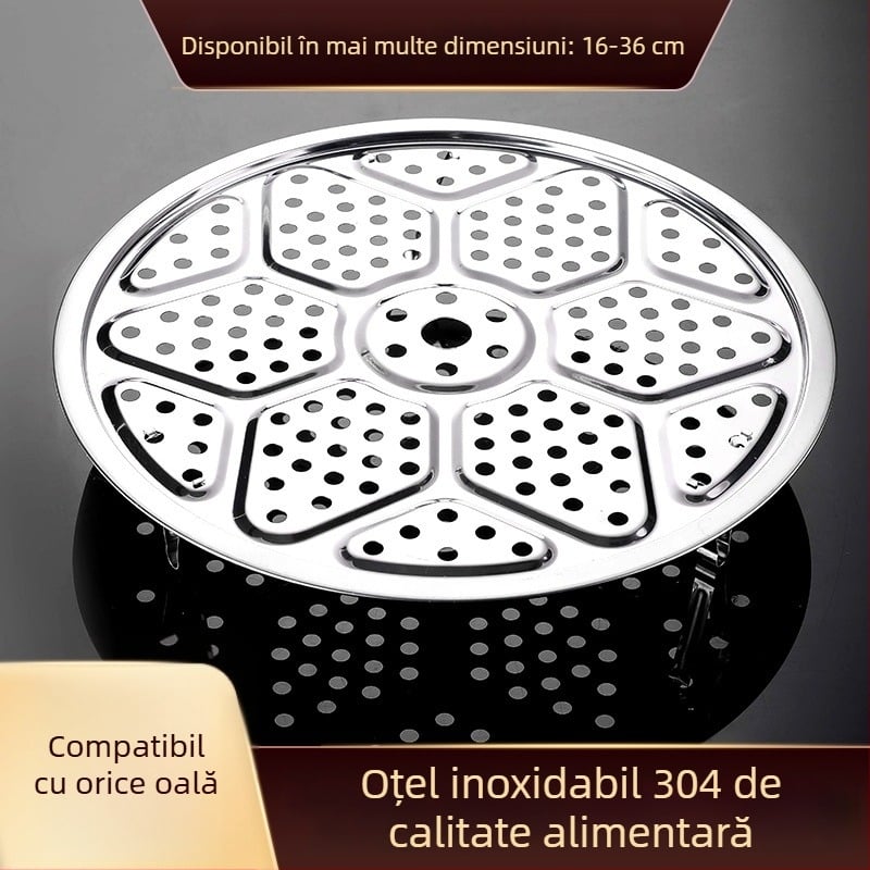 Tavă și grilă din oțel inoxidabil pentru abur, compatibile cu oale și wokuri
