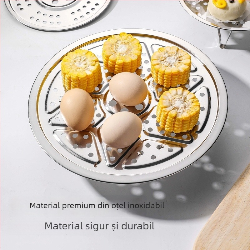 Tavă și grilă din oțel inoxidabil pentru abur, compatibile cu oale și wokuri