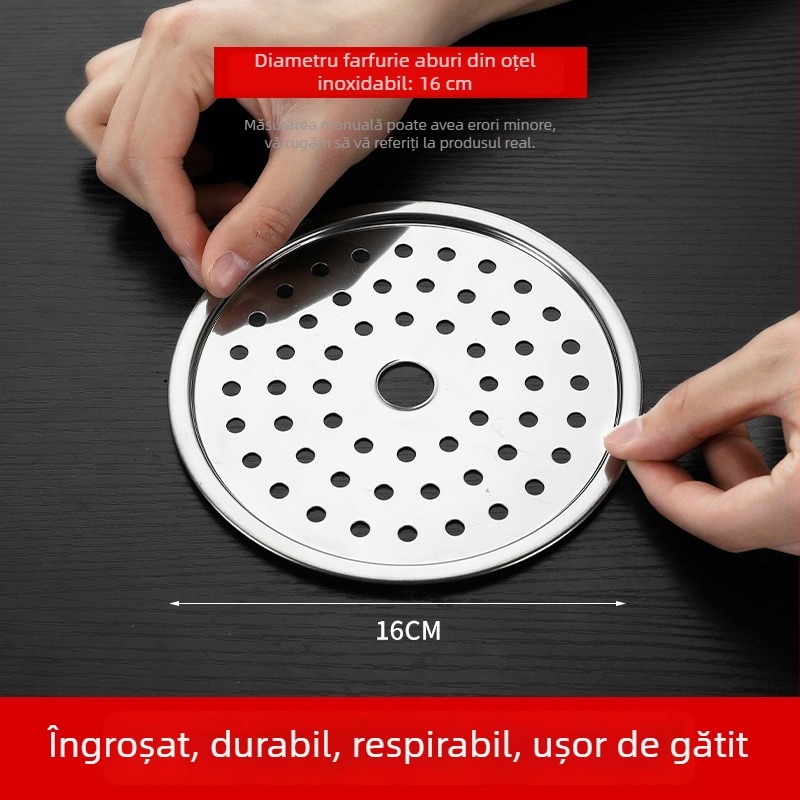 Tavă și grilă din oțel inoxidabil pentru abur, compatibile cu oale și wokuri