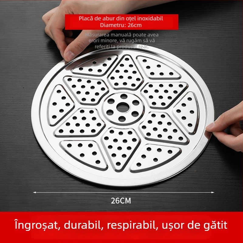 Tavă și grilă din oțel inoxidabil pentru abur, compatibile cu oale și wokuri