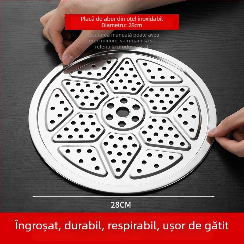 Tavă și grilă din oțel inoxidabil pentru abur, compatibile cu oale și wokuri