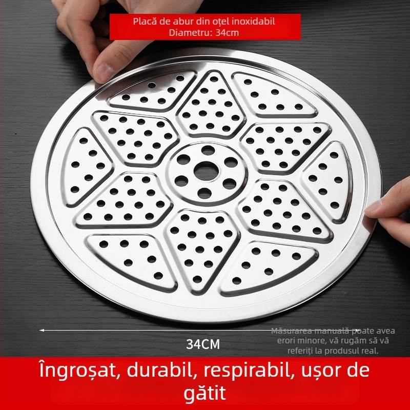 Tavă și grilă din oțel inoxidabil pentru abur, compatibile cu oale și wokuri