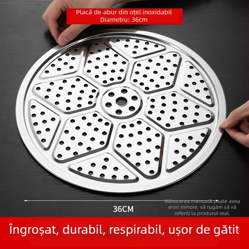 Tavă și grilă din oțel inoxidabil pentru abur, compatibile cu oale și wokuri