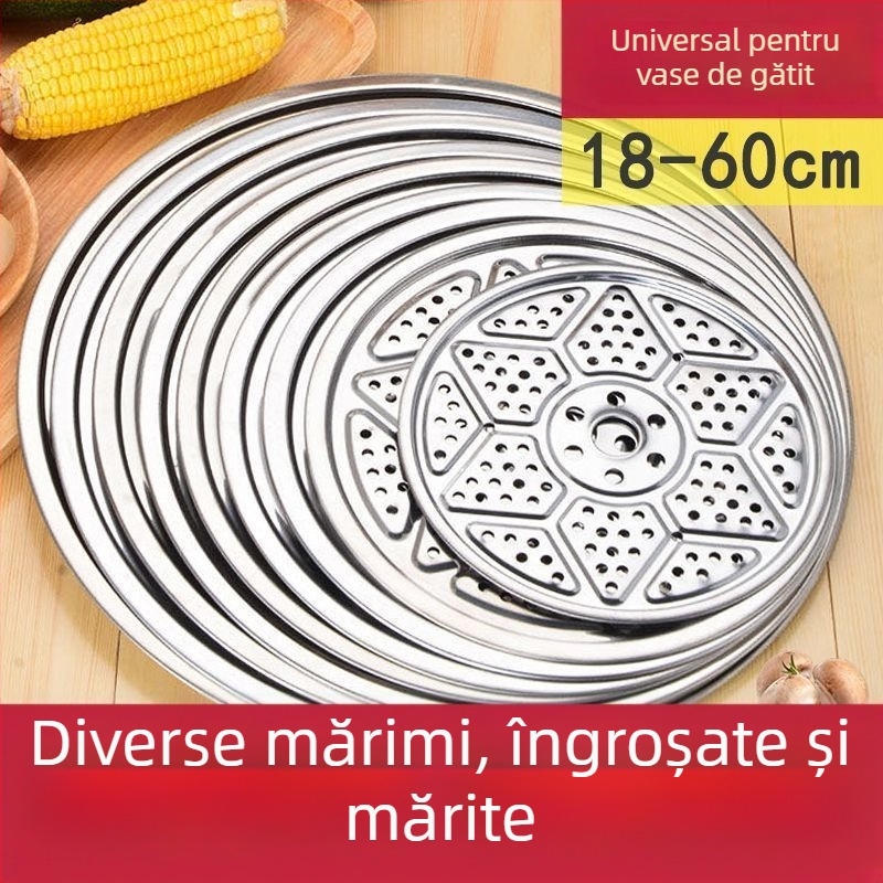 Tavă și grilă din oțel inoxidabil pentru abur, compatibile cu oale și wokuri
