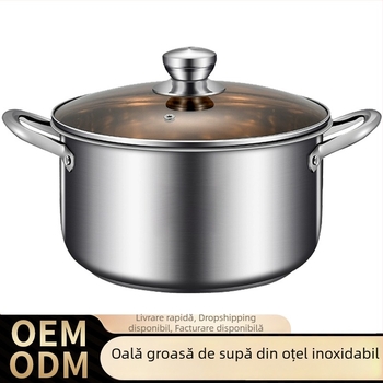 Oală de supă din oțel inoxidabil, bază întărită, vas mic pentru aburi, compatibilă cu plita cu inducție, calitate alimentară, oală multifuncțională pentru supe și paste, potrivită pentru aragaz
