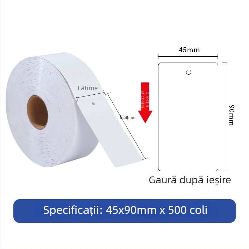 Etichete goale pentru haine pe rolă, hârtie acoperită, imprimare color, etichetă de certificare, utilizare universală, dimensiuni variate