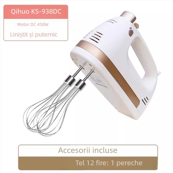 KS-938DC mixer de mână electric, cu palete din oțel inoxidabil, 450W, zgomot redus, pentru coacere