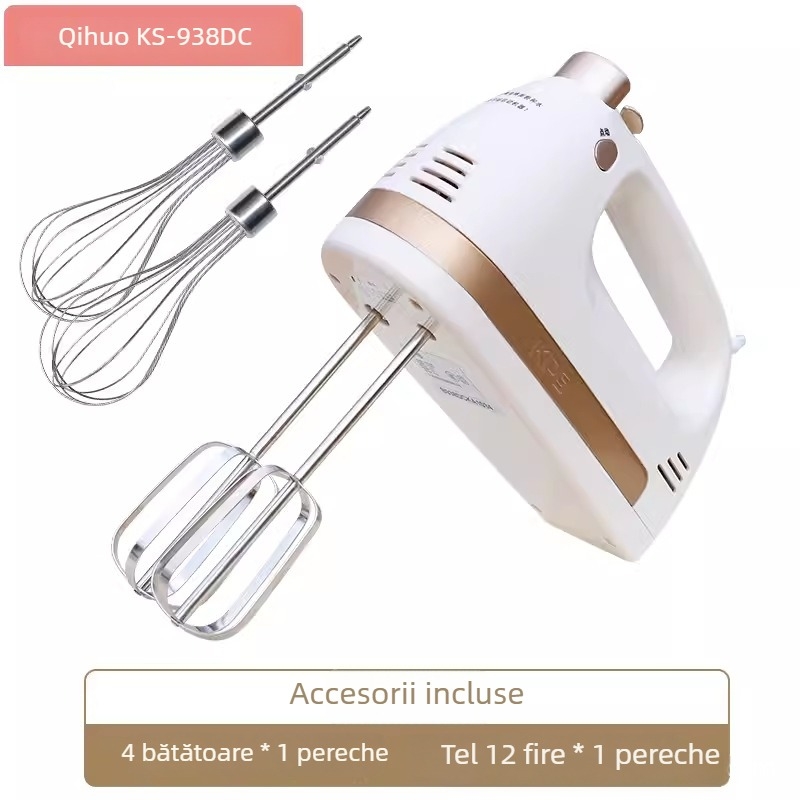 KS-938DC mixer de mână electric, cu palete din oțel inoxidabil, 450W, zgomot redus, pentru coacere