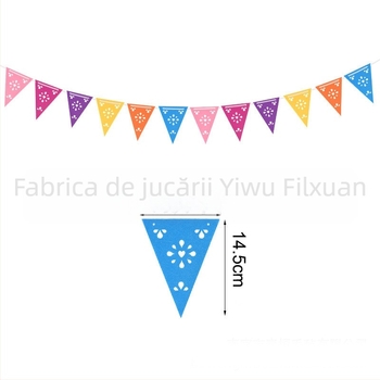 Set steaguri triunghiulare din material nețesut, multicolore pentru decor