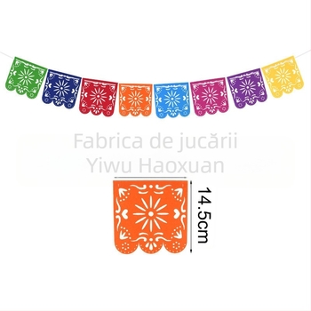 Set steaguri triunghiulare din material nețesut, multicolore pentru decor