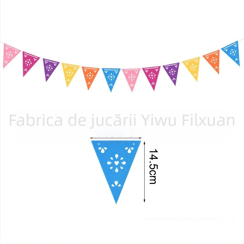 Set steaguri triunghiulare din material nețesut, multicolore pentru decor