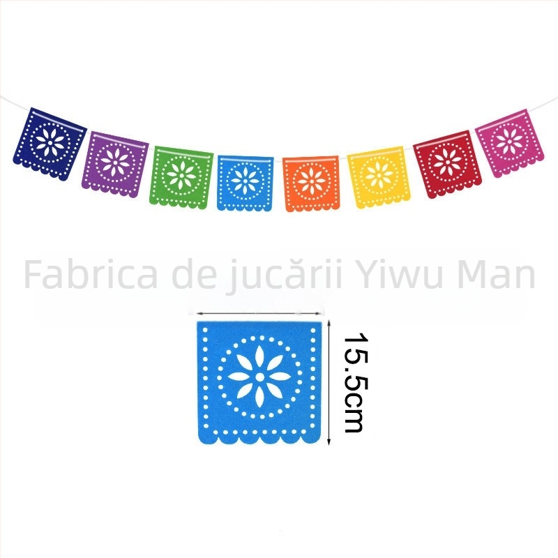 Set steaguri triunghiulare din material nețesut, multicolore pentru decor