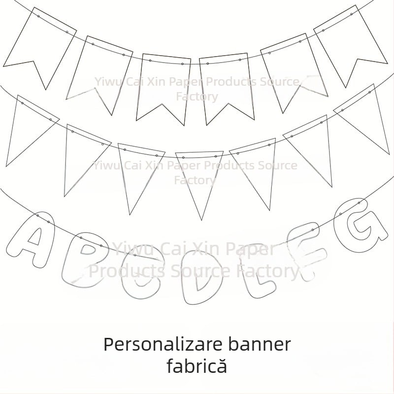 Happy Birthday bannere triunghiulare – stegulețe de hârtie pentru petrecere, culoare personalizabilă